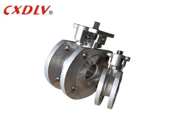 স্টেইনলেস স্টীল সিএফ 8 ওয়েফার বল ভালভ ফ্ল্যাঞ্জযুক্ত শক্তিশালী এক টুকরো দেহ নিয়মিত গ্রন্থি পিএন 16 সহ খালি স্টেম