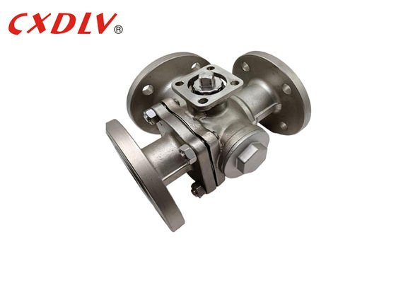 3 মুখী টি-পোর্ট ফ্ল্যাঞ্জড বল ভালভ, ISO5211 মাউন্টিং প্যাড সহ, খালি স্টেম