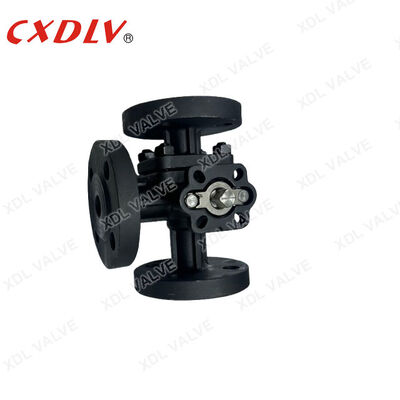 A216 WCB 3 Way L-Port Flanged Ball Valve with ISO5211 Mounting Pad PN16 RF Connection